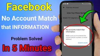 No account match that information facebook 2024 | How to recover facebook account