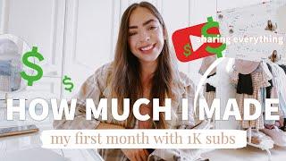 HOW MUCH I MADE my FIRST MONTH Monetized on YouTube  cpm/rpm + small youtuber money EXPLAINED