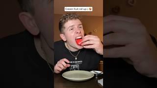 Eating ice cream fruit roll up food hack!