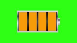 Battery Charging Orange icon green screen animation background  Ícone Laranja bateria carregando.