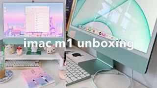 🪴 imac m1  (green) unboxing | mini desk tour 