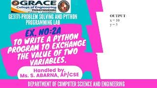 GRACECOE - GE3171- I YEAR - I SEM - PROBLEM SOLVING AND PYTHON PROGRAMMING LABORATORY