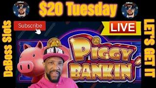 $20 Tuesday on Piggy  Bankin Slot Machine #dabossslots