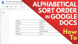 How to Put Things in Alphabetical Order in Google Docs - without add ons