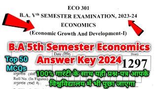 B.A 3rd Year 5th Semester Economic Growth and Development Previous Year Question Paper 2024