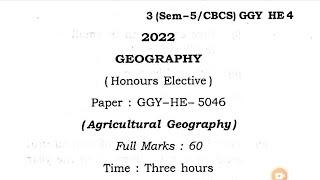 BA 5th sem geography honours elective question paper HE 4 Guwahati University 2022 | GGY-HE-5046