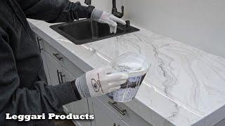 Use Epoxy Dirty Pour Technique To Make Countertop Look Like Real Stone | DIY Counter Remodel Ideas