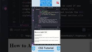 CSS Tutorial - Lesson #4 part 2: How To Add CSS - Internal CSS #css #csshtml  #htmlcss #html