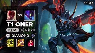 T1 Oner Kha'Zix vs Lee Sin Jungle - KR Diamond  - Patch 15.S1.1 Season 15