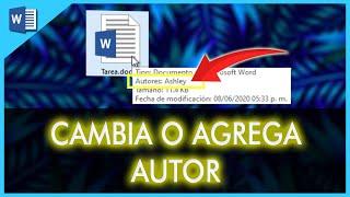 Cómo CAMBIAR o Agregar NOMBRE de AUTOR  a un Archivo en Word