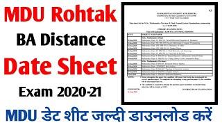 MDU BA Distance Date sheet Download | Ba Distance Admit Card | MDU Exam Date sheet Ba Distance