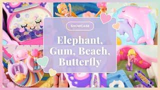 SHOWCASE Polly Pocket: Gumball Candy Cutie, Elephant Adventure, Backyard Butterfly, Dolphin Beach