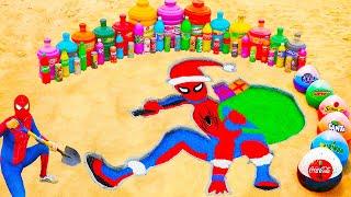 How to make Spiderman Santa Claus with Orbeez & Toothpaste Eruption and Fanta, Coca Cola vs Mentos