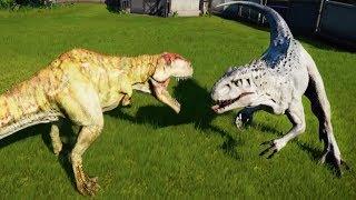 GIGANOTOSAURUS MAX Vs I-REX,T-REX,SPINOSAURUS,INDORAPTOR,ALLOSAURUS - Jurassic World Evolution