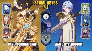 (F2P) Navia Furinational & Ayato Hyperbloom | Spiral Abyss 4.7 - Floor 12 | Genshin Impact