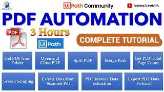 UiPath PDF Automation Complete Tutorial in 3 Hours || UiPath RPA