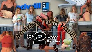 THRIFT W/ ME on $2 Tuesday @ goodwill & TRY ON HAUL , hang out with me , matcha time :P