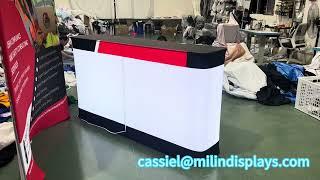 Milin Displays custom logo wooden trade show counter white light table for exhibition