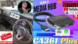 $69.99 ONLY! HDMI-IN Media Hub With Wireless CarPlay & Android Auto | MINIX CA361 Plus | HarryWT