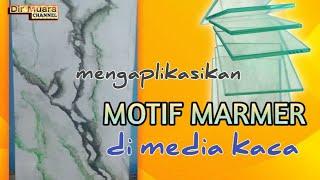 cat motif marmer simpel di media kaca| simple marble paint on glass.