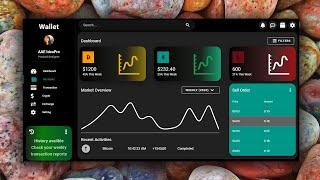 Vuejs - Vuetify UI, Dark Dashboard UI Design Inspiration, Wallet - Money,  Gradient Color css Card