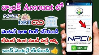 NPCI Link to Bank Account | NPCI DBT Link Ala Cheyyali | Aadhar Bank Link Status Check Telugu 2024