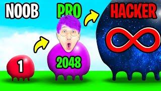 NOOB vs PRO vs HACKER In BLOB MERGE 3D! (MAX LEVEL 2048 ALL SKINS!)