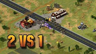 2 vs 1 on Golden State Freeway map Soviet vs Yuri and Soviet online multiplayer red alert 2 gameplay