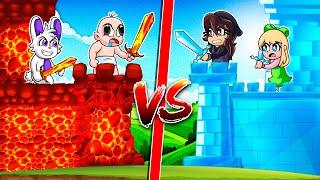 ¡CASTILLO DE LAVA VS CASTILLO DE HIELO! VS  RETO DE CASTILLOS: BEBE NOOB VS BEBENOOBSI MINECRAFT