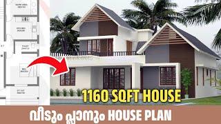 1160 sqft House plan | 4.5 cent plot | 3 bedroom | Haneed Anugrahas