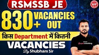 RSMSSB JE Vacancy 2024 | RSMSSB JE Department wise Vacancies 2024 | RSMSSB JE New Update|Shubham Sir