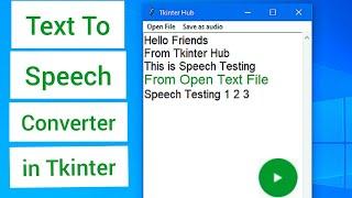 Python Text To Speech Converter | Tkinter Text To Speech Converter Project