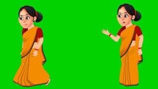 Green Screen Village lady Cartoon Character/Green Screen Village woman/Village woman Green Screen