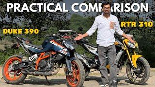 TVS Apache RTR 310 Vs KTM Duke 390 (Gen-3) | Practical Life Comparison!