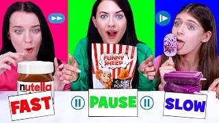 ASMR Fast, Slow, Pause Food Challenge by LiLiBu