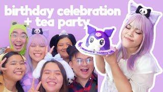 Birthday Kuromi Cake + Tea Party Themed Birthday  Sanrio Birthday Costume Party