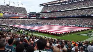 9-11 tribute and flyover at the Eagles game