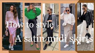 How to style a satin midi skirts for winter /2024/ outfits satin midi skirt / outfit for winter 2023
