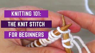 How to Knit: THE KNIT STITCH | KNITTING 101 | Purple Rose Crafts