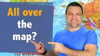 O que quer dizer "All over the map" em Inglês