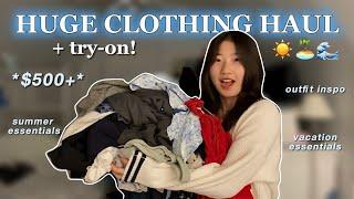 HUGE CLOTHING HAUL + TRY-ON | american eagle, aerie, brandy melville, hollister, pacsun, target, etc