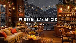 Jazz Relaxing Music to Study, Work  4K Winter Coffee Shop Ambience & Smooth Jazz Instrumental Music