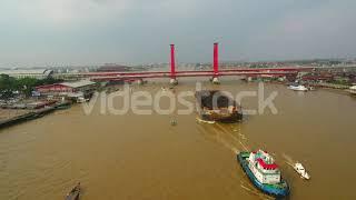 Aerial View of Ampera Bridge Palembang | #VideoStock