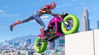 GTA 5 Iron Spiderman Motorcycle Stunts/Fails/Ragdolls Episode 18 (Euphoria Ragdolls)