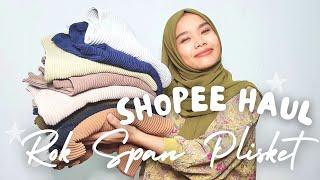 SHOPEE HAUL ROK PLISKET SPAN MURAH UNDER 30 RIBUAN || BORONG SEMUA WARNA