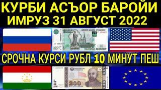 Срочно! Курби Асъор имруз курс валют сегодня 31-уми Август ДОЛАР,ЕВРО,РУБЛИ,СОМОНИ Курсы USD/RUB/TJS