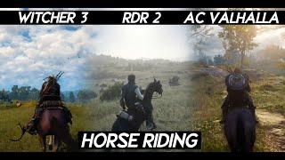 AC Valhalla "HORSE RIDING" Comparison VS RDR 2 VS Witcher 3 | Which one is better ?