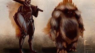 Bronze Knight and Black BigFoot Concept Art . Speed Paint