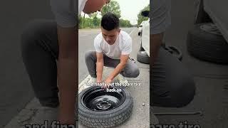 Who know how to change a car's spare tire?  #shortsvideo  #shortsvideo  #car  #driving  #tips