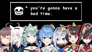 【Eng Sub】Hololive members’ reactions to Sans's first attack (Genocide Route)【Undertale】【Hololive】